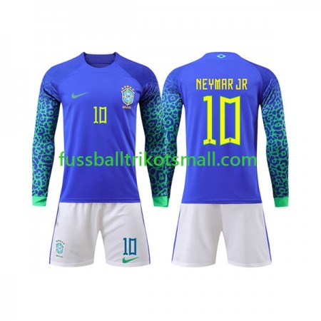 Fußballtrikots Brasilien Neymar Jr 10 Kinder FIFA WM 2022 Langarm Auswärts-trikot kaufen